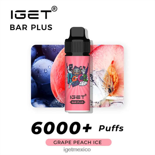 IGET Vape Sale - barra plus - 6000 inhalaciones N4LF8X590 hielo de durazno uva